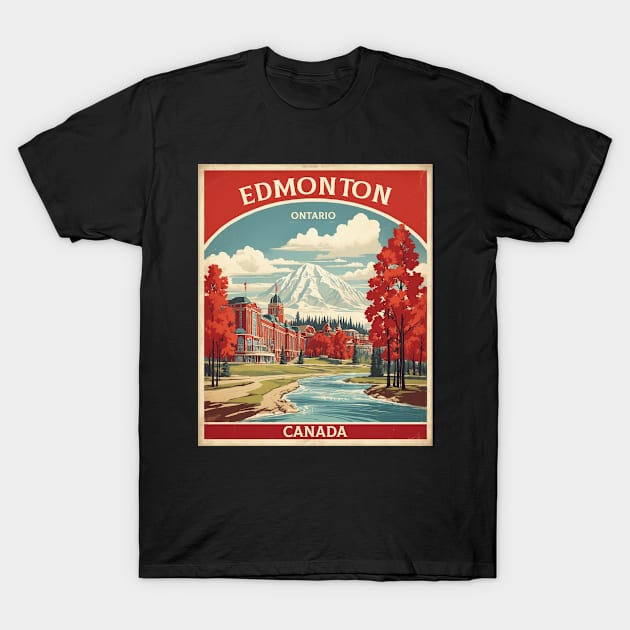 Edmonton Canada Vintage Poster Tourism T-Shirt by TravelersGems